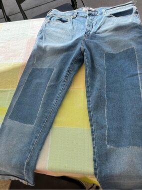 Levi's Two-Tone Blue Patchwork Straight Jeans